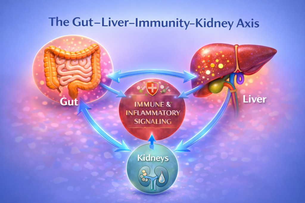 GUT, Liver, Immunity & Kidney Axis Simple Gut, Liver, Kidney, Immunity Connection